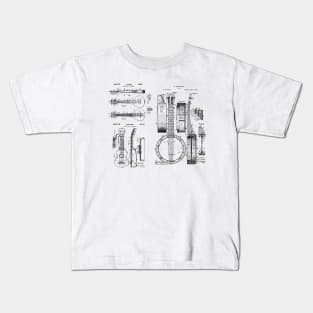 Banjo, Mandolin, Ukulele Patent Blueprints Kids T-Shirt